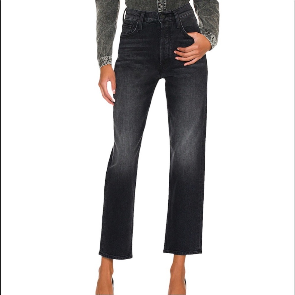 MOTHER Tomcat High Rise Straight Leg Black Jeans
